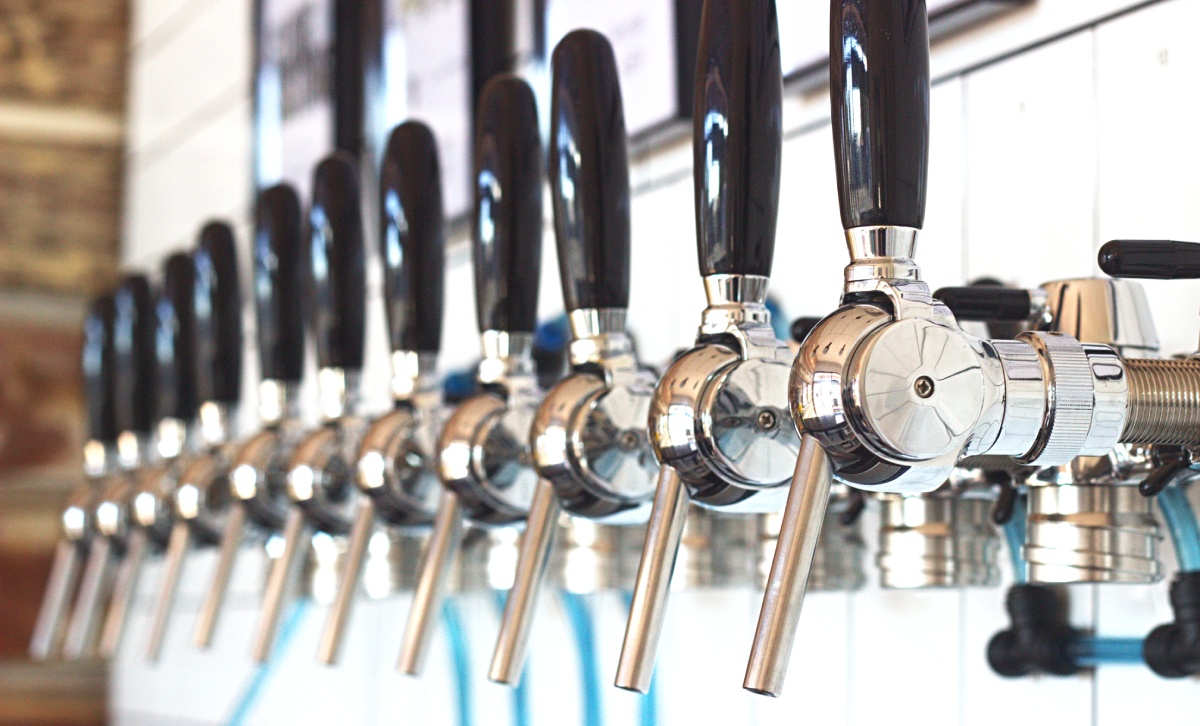 Tap handles in a row